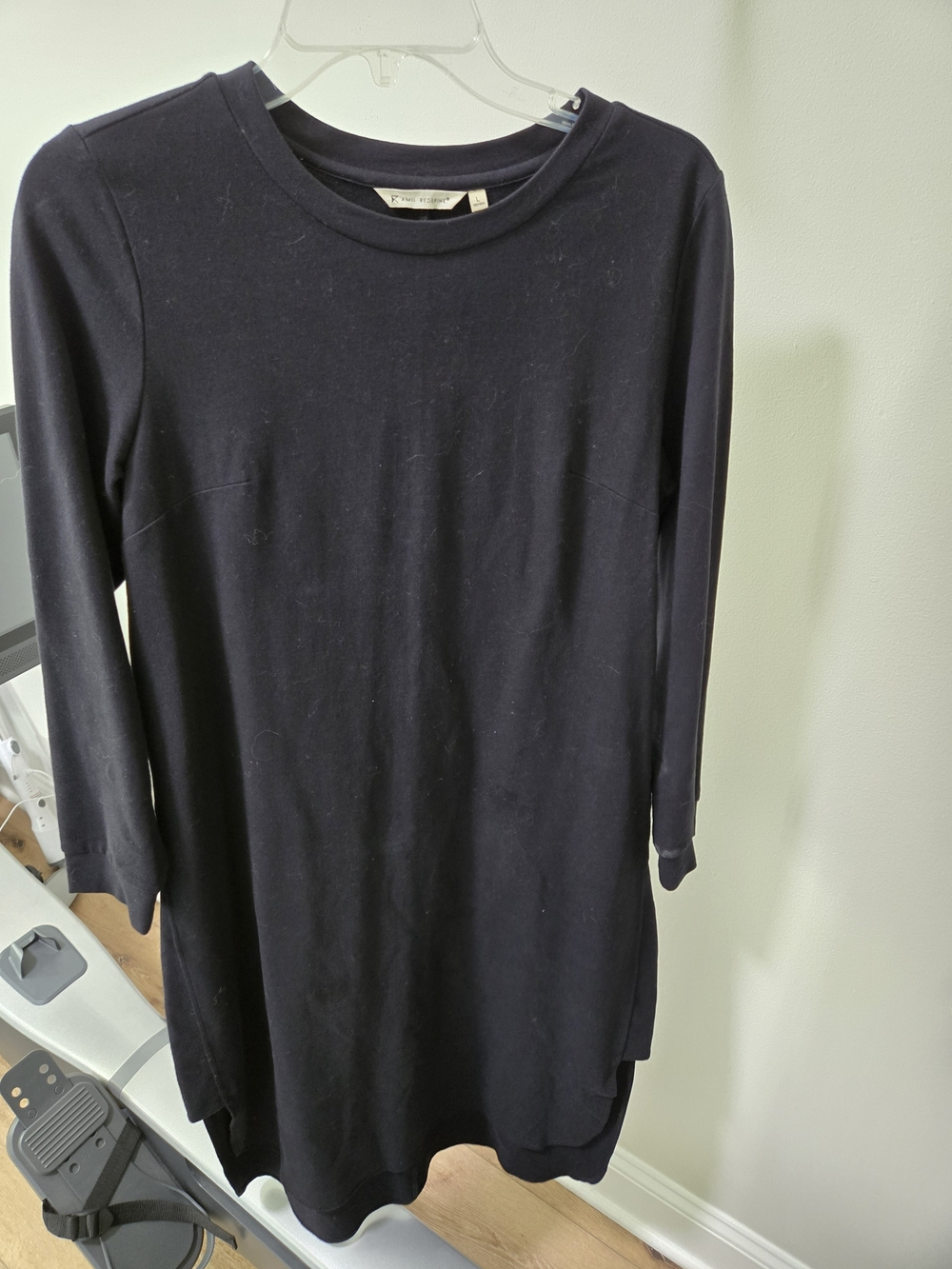 Women's Black Crewneck Knit Sweater Dress by EILEEN FISHER